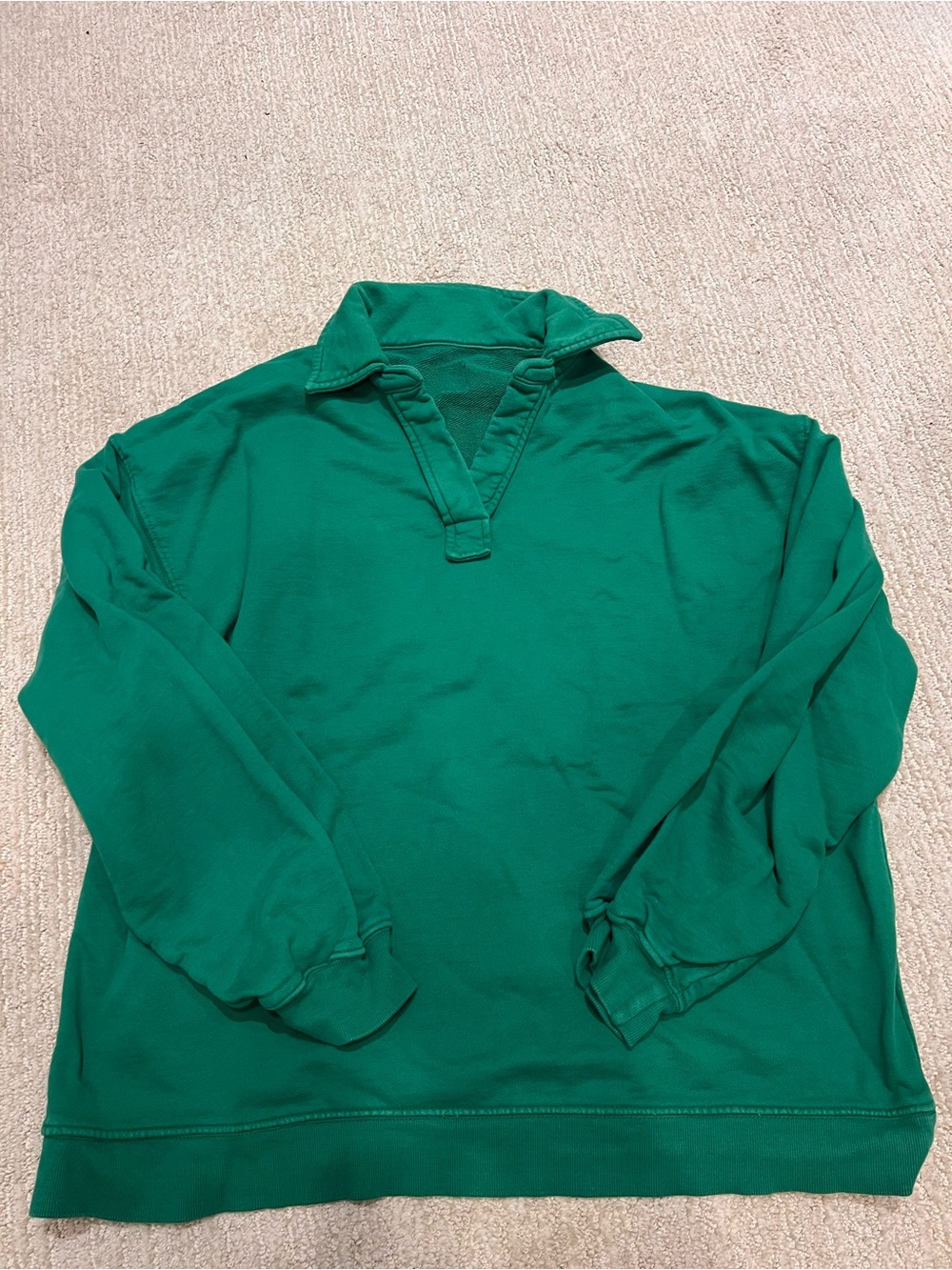 Daily Drills Kelly Green oversized Collared crew Long-Sleeve - Picture 3 of 4